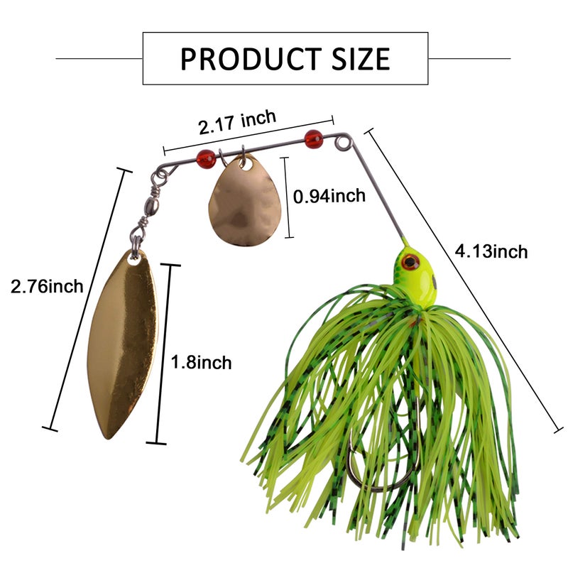 Shaddock Fishing Bass Fishing Spinner Bait Kits - Hard Metal Spinnerbait Jigs Multicolor Buzzbait Swimbaits Silicon Skirt Swim Jigs for Trout Pike Salmon Walleye Freshwater Saltwater (6pcs) - Image 3